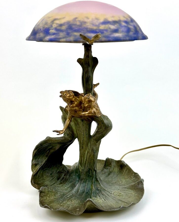 Lampe Daum Art Nouveau" Avec 2 Nymphes""