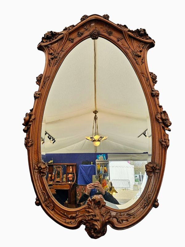 Important Miroir Art Nouveau Ecole de Nancy "Pavots"