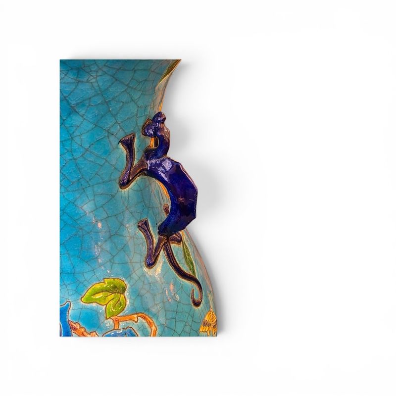 Longwy Paire de Vases Montés sur Bronze "Oiseaux Branchés" – Image 5