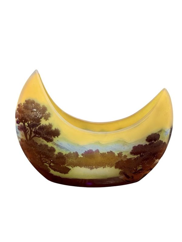 Emile Gallé Coupe Navette “Paysage Lacustre”