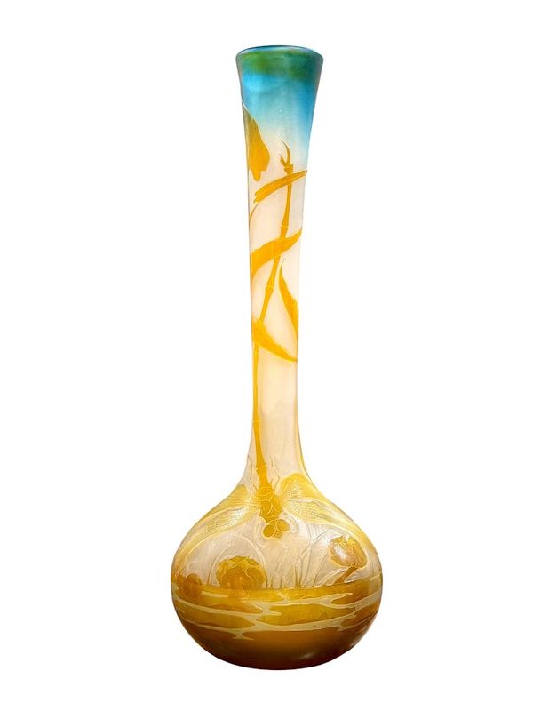 Emile Gallé Monumental Vase 'Libellule"