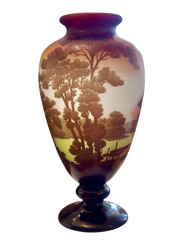 Emile Gallé Vase Gallé "Paysage Lacustre Aux Barques"