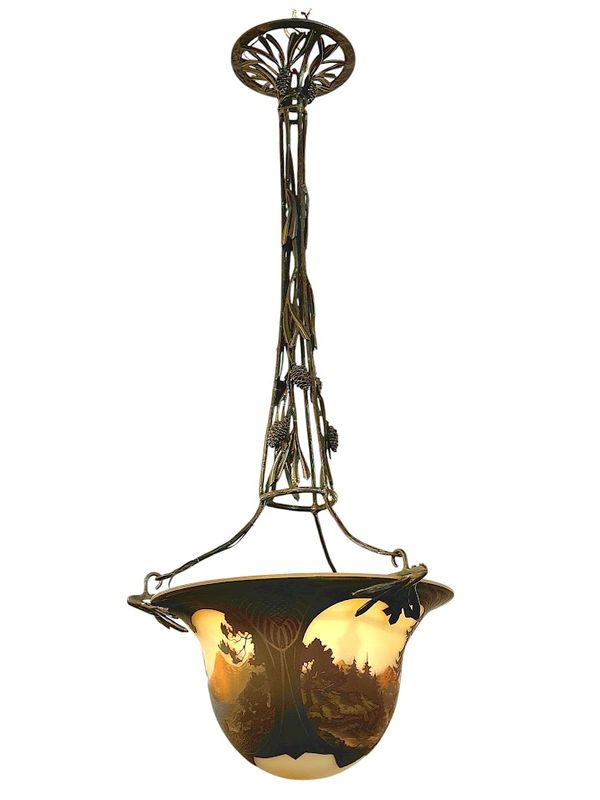 Muller Frères Lunéville Lustre “Paysage Vosgien”