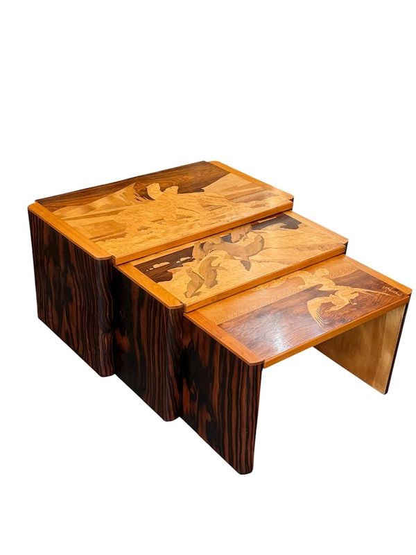Emile Gallé Nesting Coffee Tables "Polar Animals"