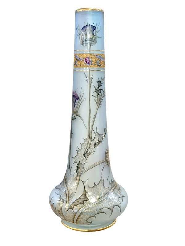 Daum Nancy Vase Emaillé "Aux Chardons"